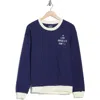 Hi Res Hotel Sunset Pullover Top In Medieval Blue/marshmallow