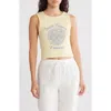 Hi Res Saint Tropez Fleur Graphic Rib Tank In Double Cream