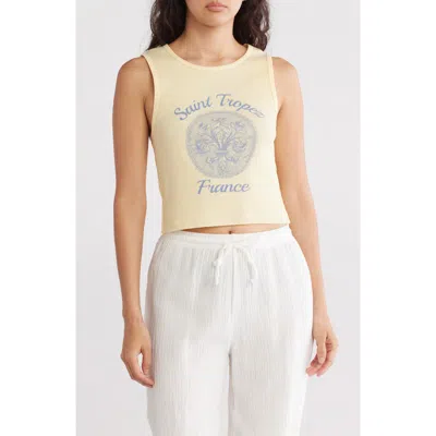 Hi Res Saint Tropez Fleur Graphic Rib Tank In Double Cream