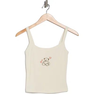 Hi Res Teddy Bear Hearts Rib Tank In White