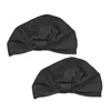 Hi Silk Women's Set Of Two Black Double-layer Silk Bonnets - Nineteen Momme Mulberry Silk Lined In Black