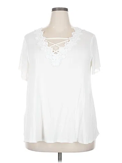 Pre-owned Hiatus Short Sleeve Blouse In White