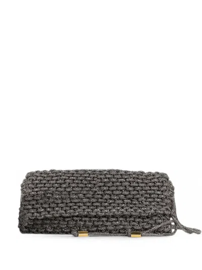 Hibourama Aurora Crystal-embellished Clutch Bag In Gray