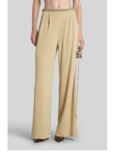 Hibourama Bea Pleated Wide-leg Trousers In Green