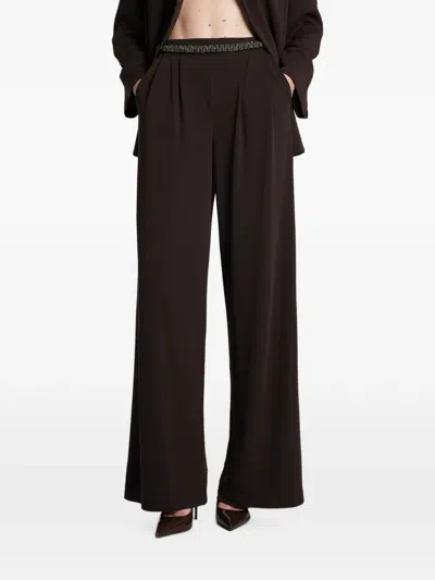 Hibourama Bea Wide-leg Pleated Trousers In Brown
