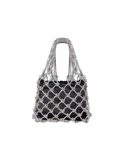 Hibourama Borsa Carrie Satin Crystal Black In Silver