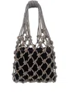 Hibourama Black Diamond Velvet Mesh Bag In Black