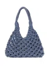 Hibourama Crystal-embellished Woven Shoulder Bag In Blue