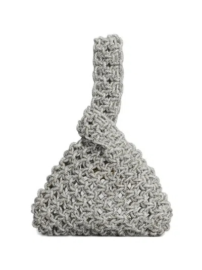 Hibourama Crystal-embellished Clutch Bag In Silver