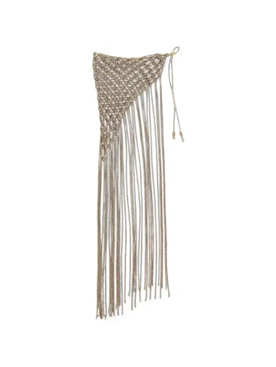 Hibourama Crystal-embellished Fringed Belt In Metallic