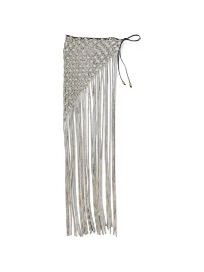 Hibourama Crystal-embellished Fringed Belt In Transparent