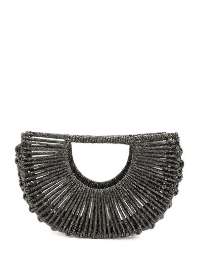 Hibourama Demetra Crystal-embellished Clutch Bag In Gray
