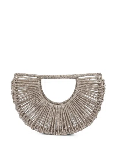 Hibourama Demetra Crystal-embellished Clutch Bag In Silver