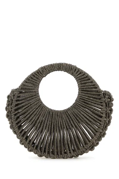 Hibourama Embellished Fabric Mini Jaya Handbag In Gray