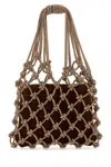 Hibourama Embellished Mesh Carrie Handbag In Brown
