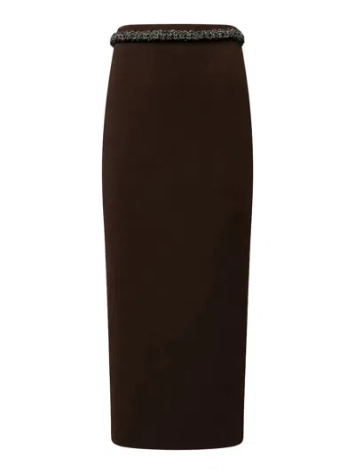 Hibourama Hera Midi Skirt In Brown