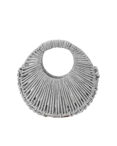 Hibourama Jaya Handcrafted Circular Resin Brass Bag In Silver