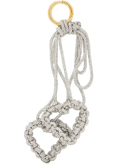 Hibourama Love Crystal-heart Bag Charm In Silver