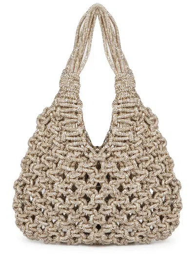 Hibourama Mini Handbag With Chic Gold Accents In Blue