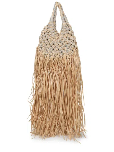 Hibourama Mini Raffia & Resin Crystal-trim Handbag In Beige