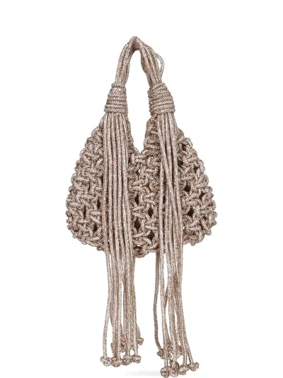Hibourama Mini Vannifique Crystal-embellished Fringe Tote Bag In Brown