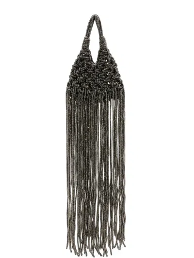 Hibourama Mini Vannifique Fringe Tote Bag In Black