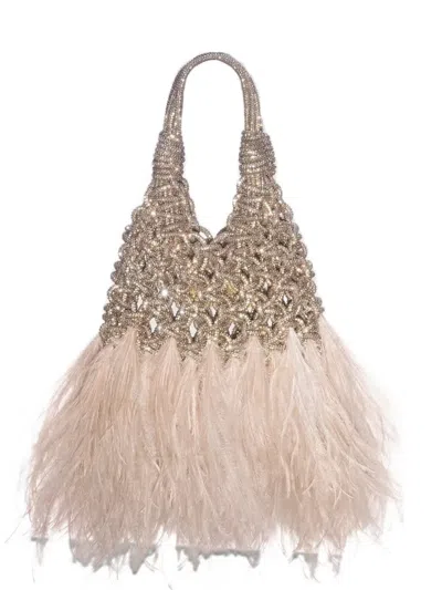 Hibourama Mini Vannifique Plumes Shoulder Bag In Neutral