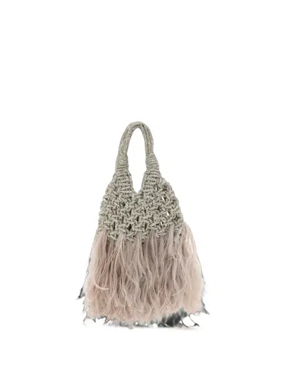 Hibourama Mini Vannifique Plumes Tote Bag In Gray