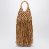 Hibourama Natural Leather And Raffia Fringed Vannifique Bag In Brown
