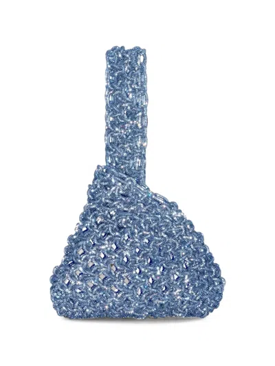 Hibourama Niky Crystal-embellished Woven Tote Bag In Blue