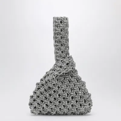 Hibourama Niky Silver Jewelry Bag With Crystals In Metallic