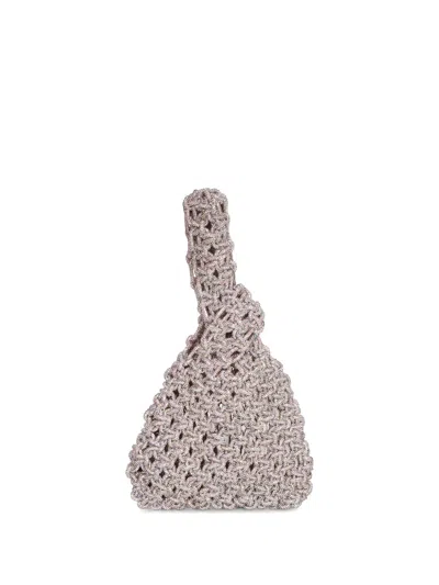 Hibourama Niky Woven-fabric Handbag In Silver