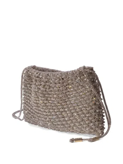 Hibourama Penelope Crystal-embellished Shoulder Bag In Silver
