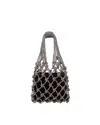 Hibourama Black Diamond Velvet Mesh Bag In Black