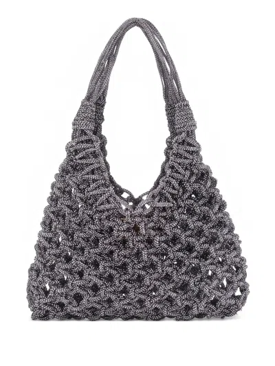 Hibourama Small Vannifique Crystal-embellished Shoulder Bag In Silver