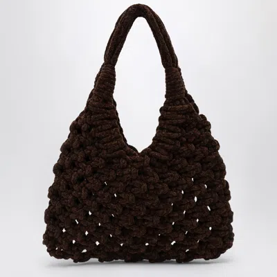 Hibourama Vannifique Big Bag In Khaki Velvet In Brown