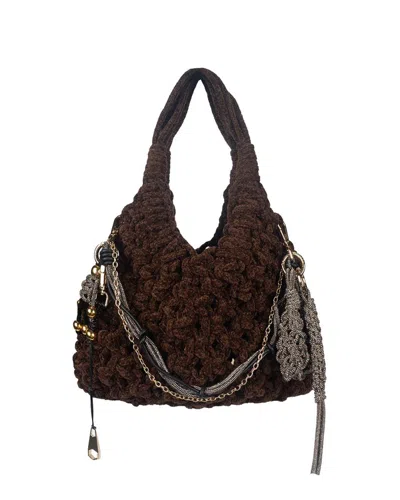 Hibourama Vannifique Big Velvet Charms Choco Bag In Brown