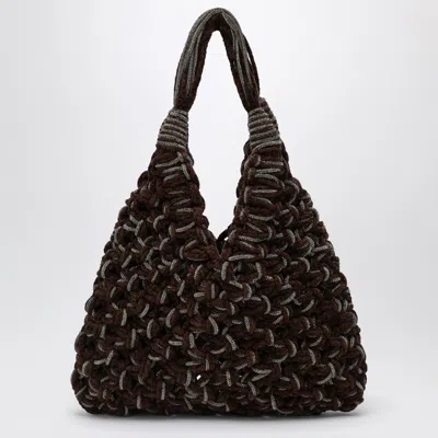 Hibourama Vannifique Crystal Bag In Brown Velvet