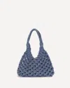 Hibourama Crystal-embellished Woven Shoulder Bag In Blue