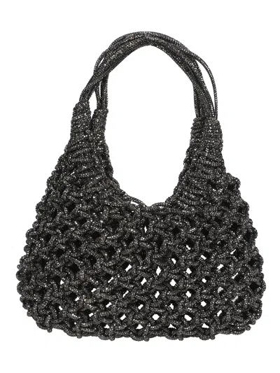 Hibourama Vannifique Mini Bag In Woven Lamé In Black