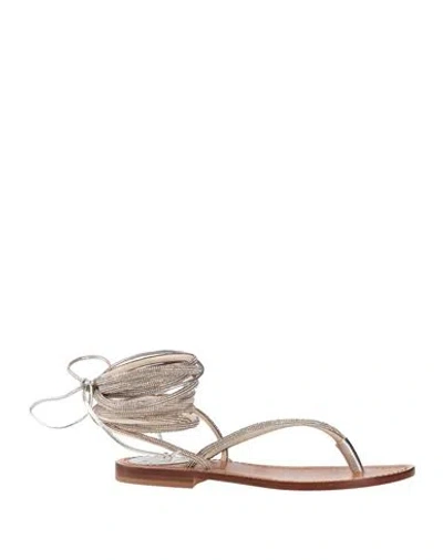 Hibourama Woman Thong Sandal Silver Size 6 Textile Fibers