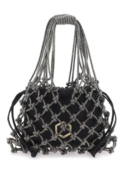 Hibourama Woven Mesh Mini Carrie Handbag In Black