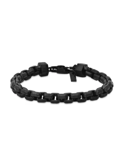 Hickey By Hickey Freeman Men's Matte Black Ip Stainless Steel Rounded Box Chain Bracelet