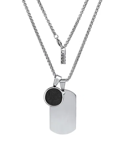 Hickey By Hickey Freeman Men's Stainless Steel & Carbon Fiber Charm Chain Necklace In Silver