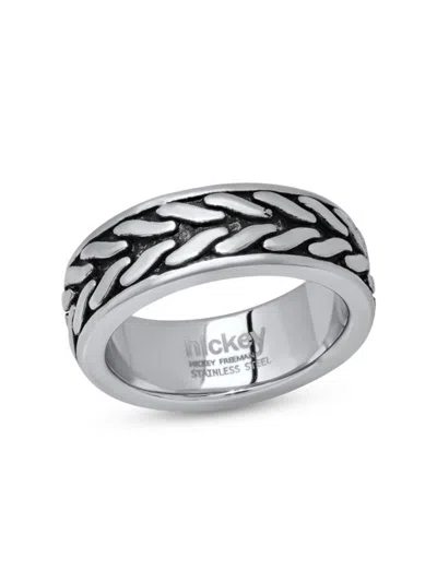 Hickey By Hickey Freeman Men's Stainless Steel Oxidized Braided Ring In Silver