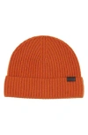 Hickey Freeman Cashmere Cardigan Stitch Beanie In Orange