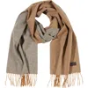 Hickey Freeman Cashmere Double Face Solid Scarf In Camel/grey