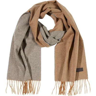 Hickey Freeman Cashmere Double Face Solid Scarf In Camel/grey
