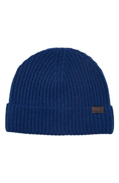 Hickey Freeman Cashmere Knit Cuffed Beanie In Dark Navy