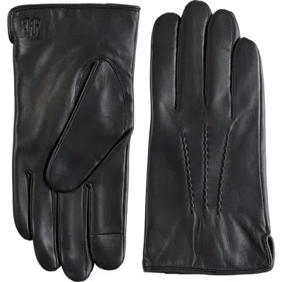 Hickey Freeman Cashmere Lined Tech Leather Gloves In Black